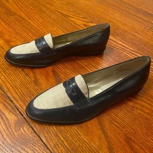 Nordstrom Navy and Linen Flats, Kathleen, Never warn, Size 7,